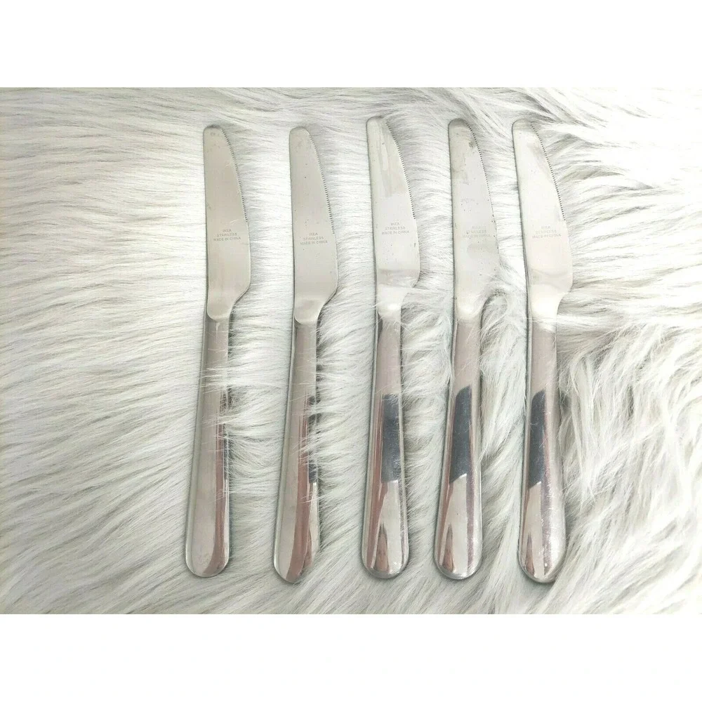 Lot of 5 IKEA Stainless Steel Knives Knife‎ Rounded Handle 8 1/4